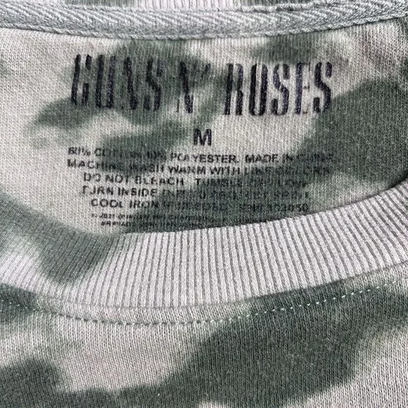 Authentic Guns N Roses Sweatshirt Womens Medium Graphic Print Tie-Dye Green Camo - Picture 5 of 9